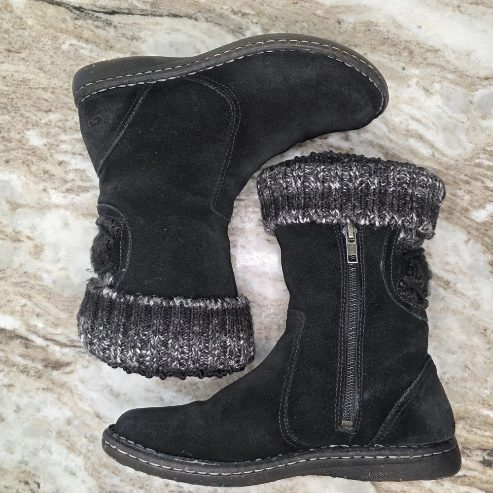 UGG Kaylana Black Suede Sheepskin Lined Winter Boots Women's Size 6